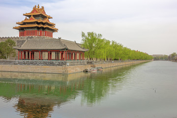 Moat and watchtower west of the Forbidden City in Beijing