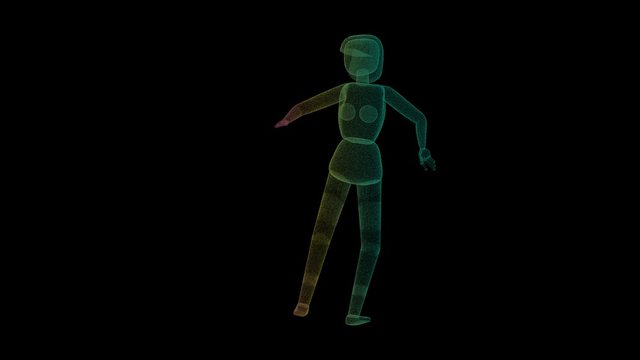 3D scifi sexy woman, made of laser dots, dancing samba, disco club style fashion dressing