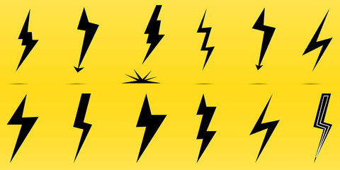  Thunder lighting. Flash icon isolated on transparent background. Vector illustration. Element of graphic symbol of lightning.