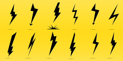  Thunder lighting. Flash icon isolated on transparent background. Vector illustration. Element of graphic symbol of lightning.