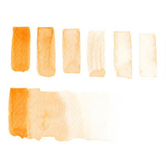 Yellow watercolor brush strokes, gradient on white background. Copy space for text.
