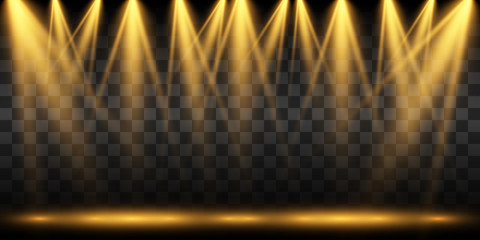 White scene on with spotlights. Vector illustration.Measure of action.