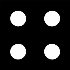 white dots on black background