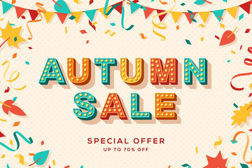 Autumn sale vector banner template