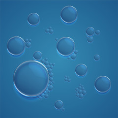 Blue realistic bubbles, vector illustration