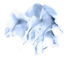 Abstract watercolor background hand-drawn on paper. Volumetric smoke elements. Navy blue color. For design, web, card, text, decoration, surfaces.