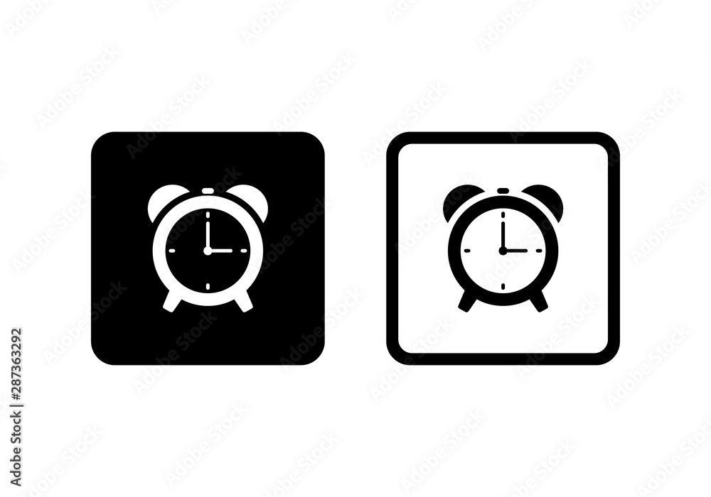 Poster alarm and clock icon set symbol vector