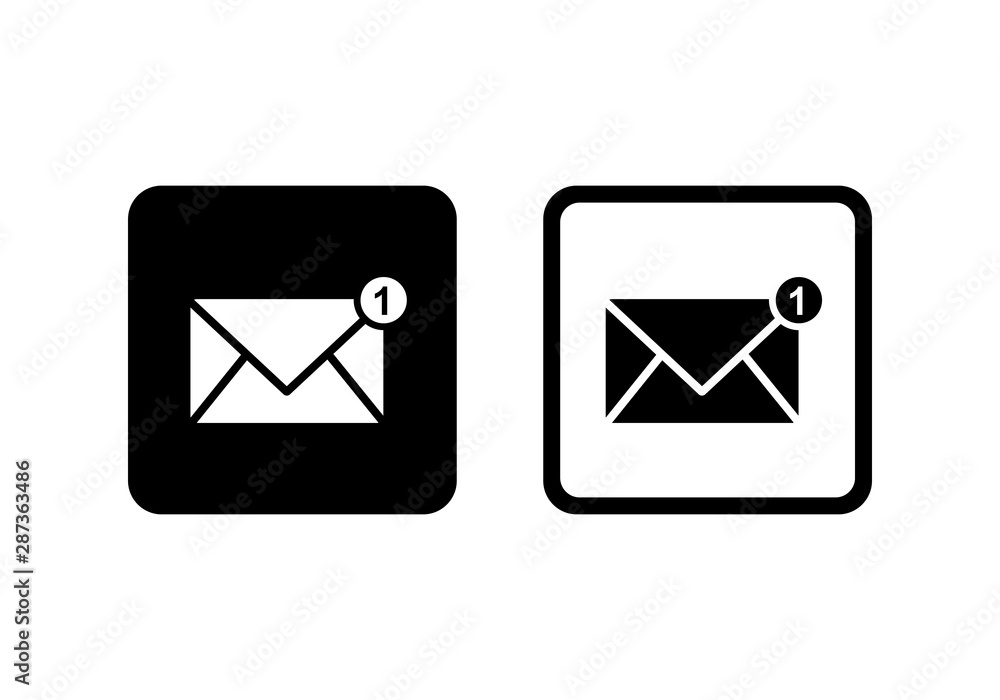 Poster new message, one new incoming message envelope with notification, vector object