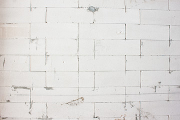 Autoclaved aerated concrete wall. Unpainted. Construction material texture.