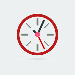 Clock icon. Flat design. Timer on color background. Vector