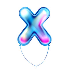 Blue metallic balloon, inflated alphabet symbol X
