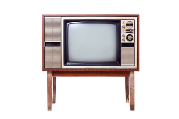 Vintage, Old TV isolated on white background