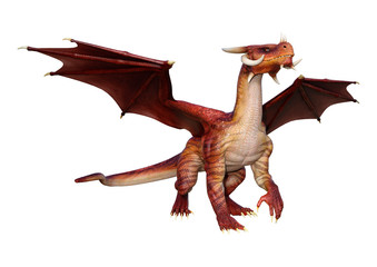 3D Rendering Fairy Tale Dragon on White
