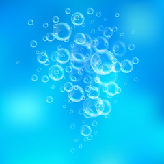 Realistic transparent floating soap bubbles. Design element for advertising booklet, flyer or poster