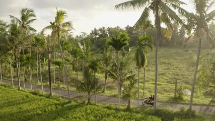 On motorcycle in summer
