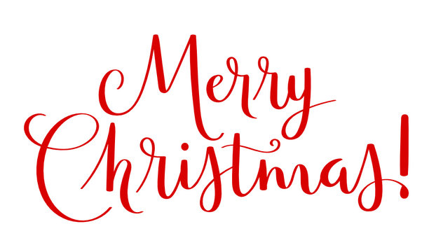 MERRY CHRISTMAS red vector brush calligraphy banner