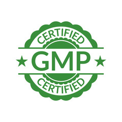 GMP stamp or seal. Good Manufacturing Practice Certified icon or logo. Vector illustration.