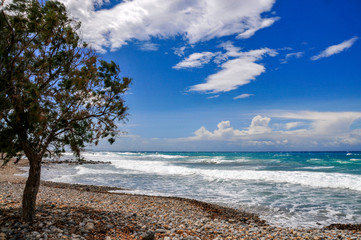 Sunny day on the beach near Frangokastello on the island of Crete