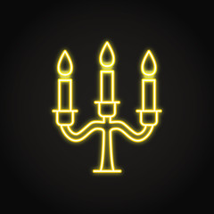 Candelabrum with candles icon in neon line style