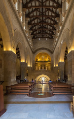 Fototapeta premium The interior of the central hall of the catholic Christian Transfiguration Church located on Mount Tavor near Nazareth in Israel