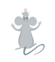 Cute cartoon mouse. Symbol of 2020 year. Vector illustration