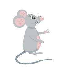 Cute cartoon mouse. Symbol of 2020 year. Vector illustration