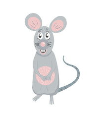 Cute cartoon mouse. Symbol of 2020 year. Vector illustration