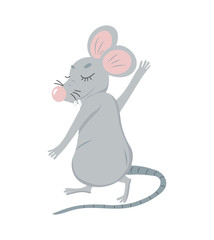 Cute cartoon mouse. Symbol of 2020 year. Vector illustration