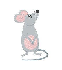 Cute cartoon mouse. Symbol of 2020 year. Vector illustration