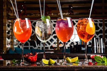 summer lemonades in the glasses