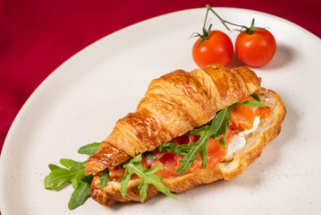 croissant with smoked salmon and cream cheese