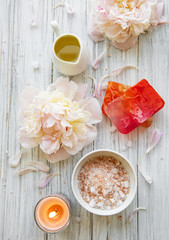 Spa concept with peonies