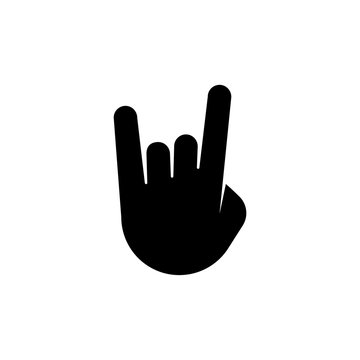 Heavy Metal Horns Hand, Rock Roll Gesture Flat Vector Icon