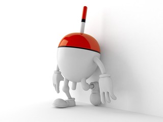 Fishing float character leaning on wall on white background © Talaj