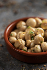 mini mushrooms cooked with garlic and parsley