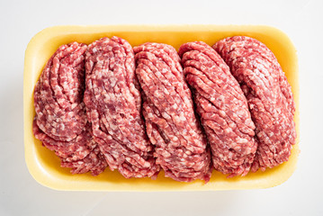 beef minced meat on the white