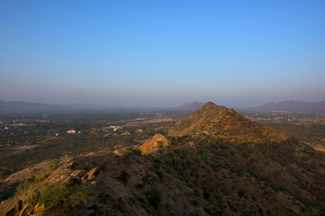 Fototapeta premium Landscape of mountains in Pushkar, India.
