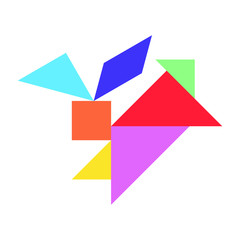 Tangram puzzle in rabbit shape on white background (Vector)