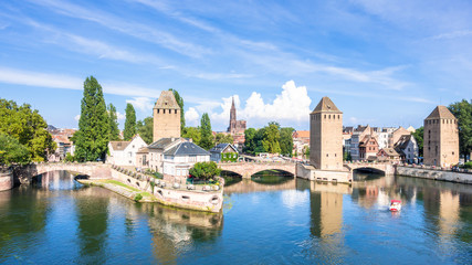 Strasbourg scenery water towers - obrazy, fototapety, plakaty
