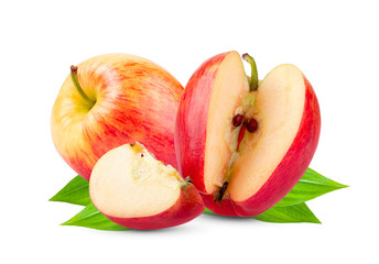 apple with leaf isolated on white background.