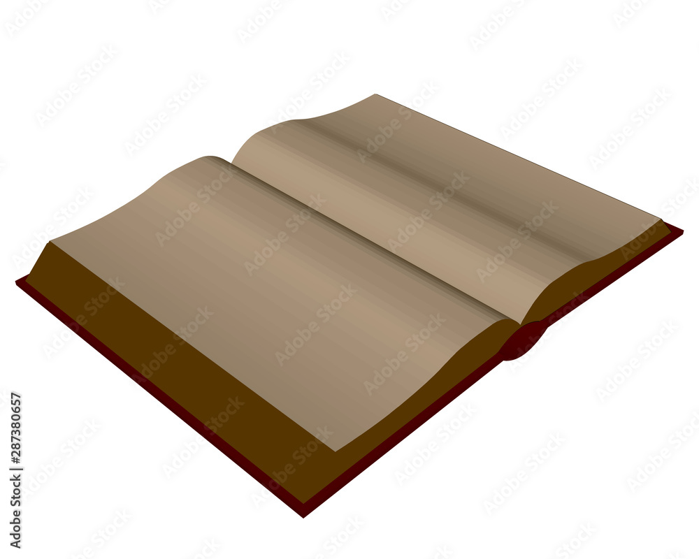 Poster vector illustration of an open book with blank pages. view isometric. template with a book. 3d. vect