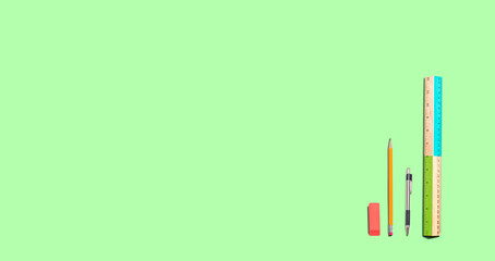 School and office stationery supplies from above