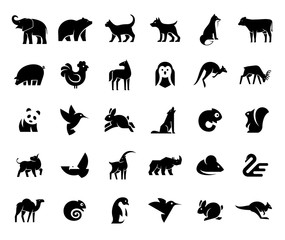 Naklejka premium Animals logos collection. Animal logo set. Isolated on White background