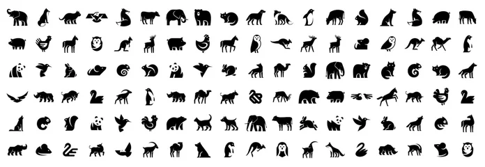 Muurstickers Dieren logo& 39 s collectie. Dierlijke logo-set. Geïsoleerd op witte achtergrond © Nataliia