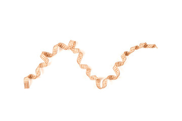 Brown check ribbon isolated on white background.