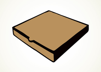 Cardboard pizza packaging. Vector drawing