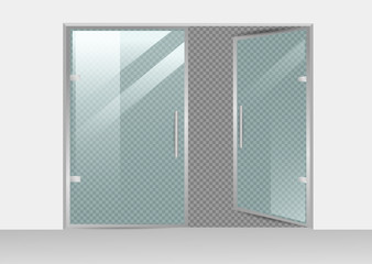 Glass door isolated on transparent background.