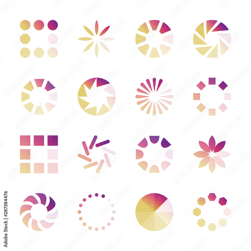 Poster load indicators collection. vector loading icons isolated on white background. progress download and