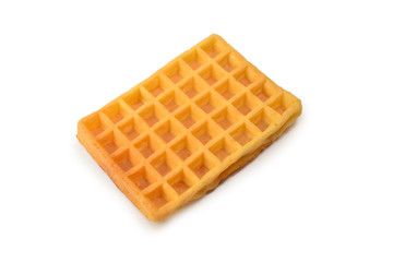 Belgian waffle isolated on white background.