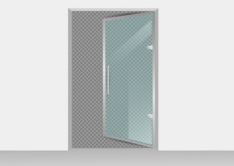 Glass door isolated on transparent background.